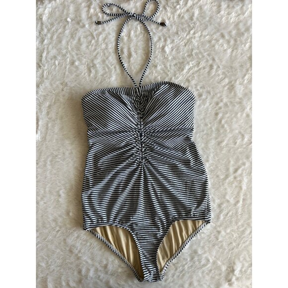 Nautical Striped One-Piece Maternity Swimsuit A Pea In The Pod Nylon Blend M - Picture 1 of 8